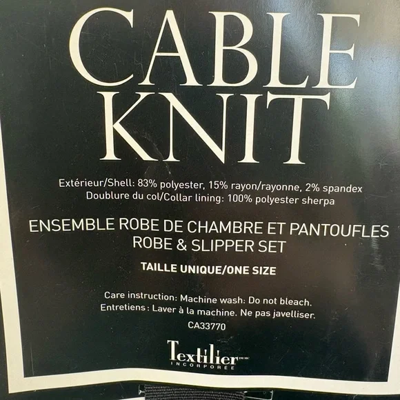 Cable Knit Robe and Slipper Set - Gift Box BNIB - Picture 2 of 3